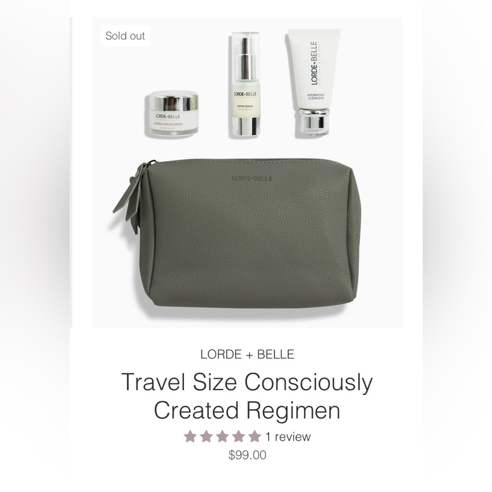 Lorde + Belle NEW 3 Piece Travel Set with Gray Pouch